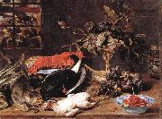 Frans Snyders Hungry Cat with Still Life oil painting reproduction